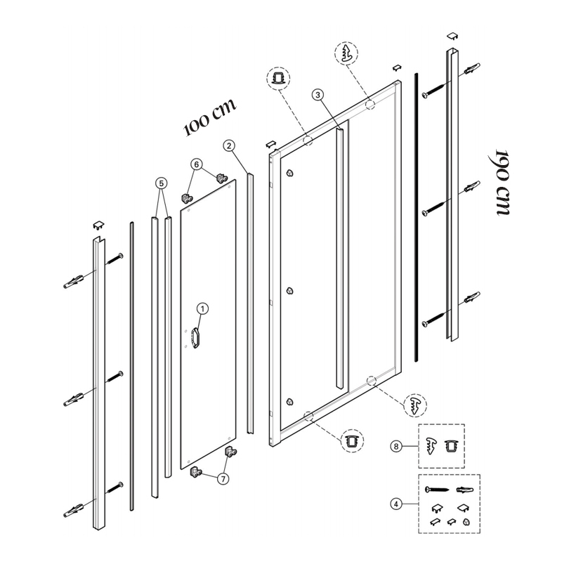 Usa culisanta Huppe, X1A, 100x190, formata din 2 elemente
